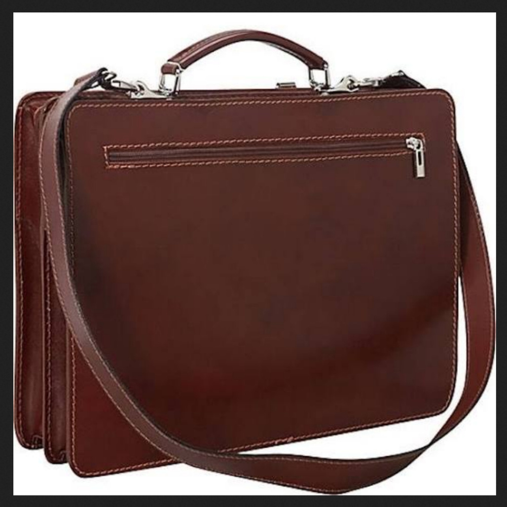 New Sharo Genuine Italian Leather Laptop Briefcase - Picture 4 of 8